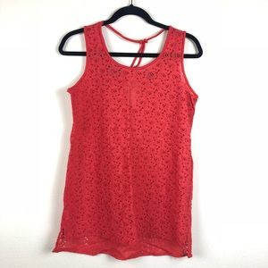 SHEER ORANGE FLORAL PRINT DRESS IN A MEDIUM